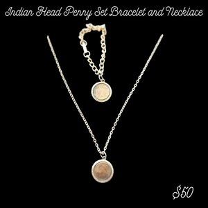 Vintage Indian Head Penny Bracelet and Necklace Set